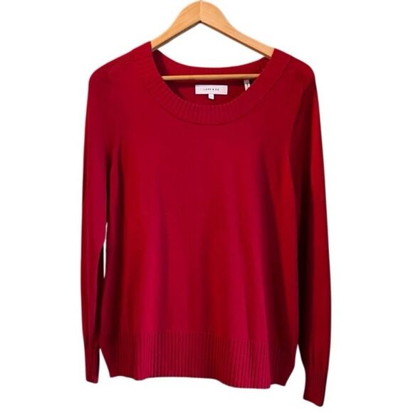 Lark & Ro Red Crewneck Side Split Sweater | Size L - Picture 4 of 12